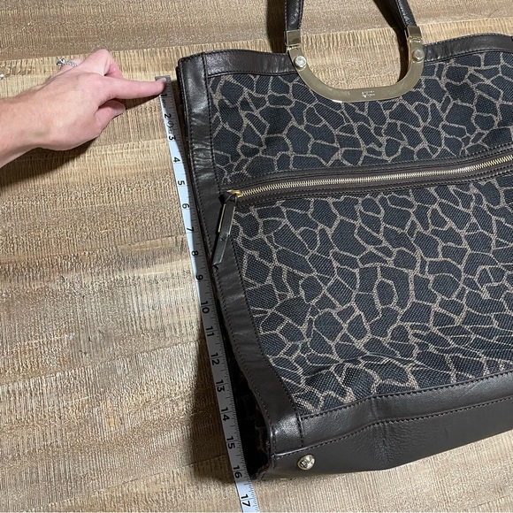 Stuart Weitzman XL Shopper Tote Bag Handbag Canvas & Leather Animal Print - Picture 2 of 14